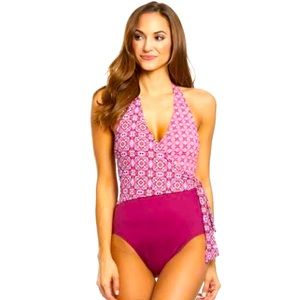 Ralph Lauren halter medallion pink swimsuit NEW 8